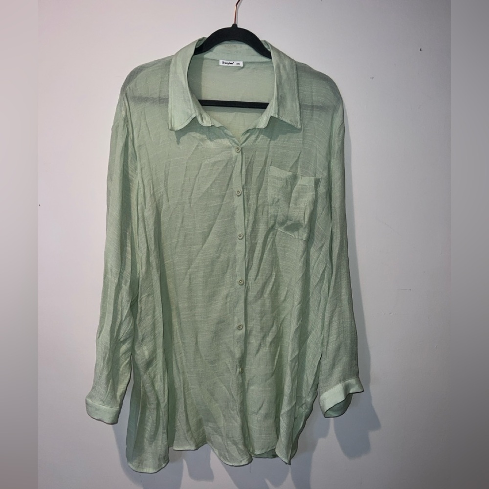 XXL Green Casual Button-Down or Swim Coverup Breezy Lane